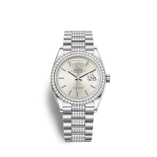 Rolex Replica Watch Day-Date 36 White gold 128349RBR-0013