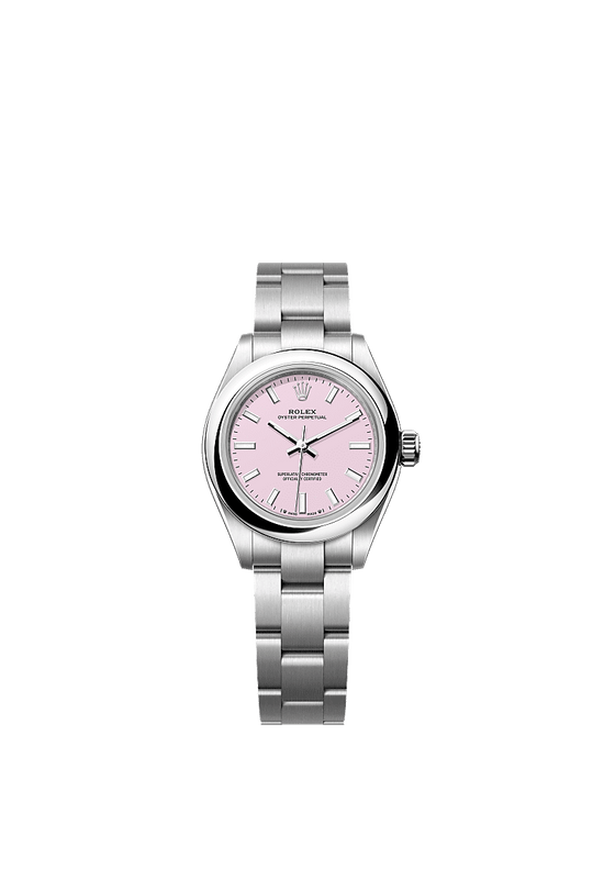 Rolex Replica Watch Oyster Perpetual, Oystersteel, 28mm, Candy pink dial, Domed Oyster, 276200-0009