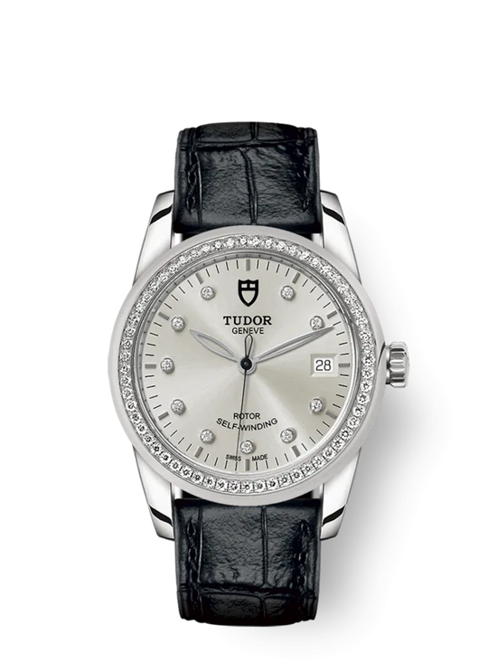 Tudor Replica Watch Glamour Date, Stainless Steel with Diamond-set dial and Diamond-set bezel, 36mm, M55020-0058